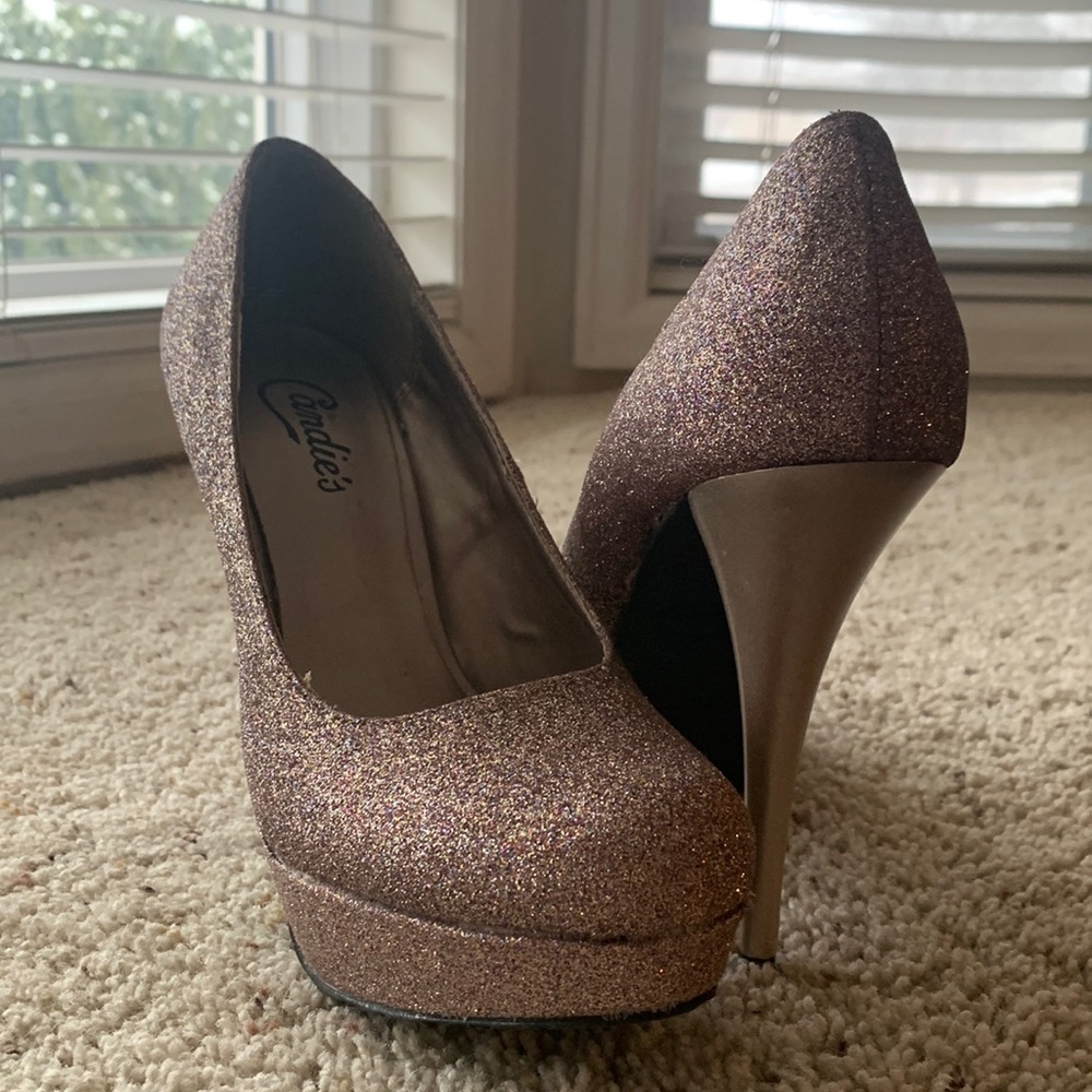 Candies sparkle heels worn once, comes with box